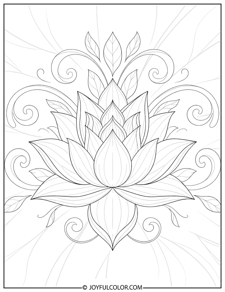 Decorative Floral Lotus Design Coloring Page