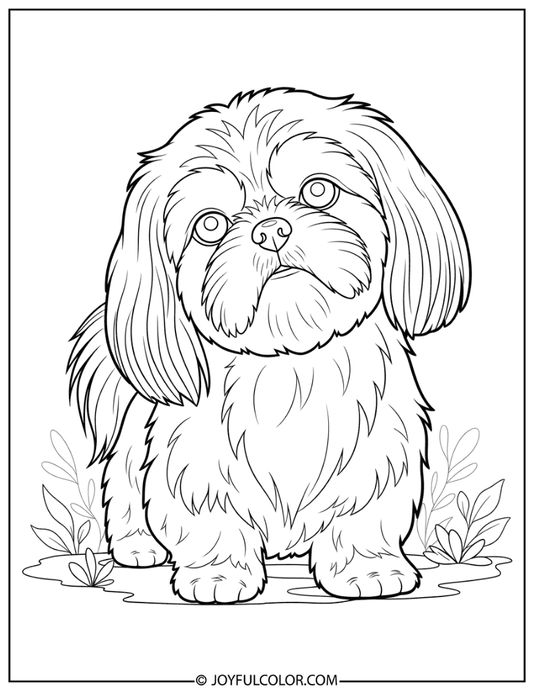 Decorative Shih Tzu Art Coloring Page