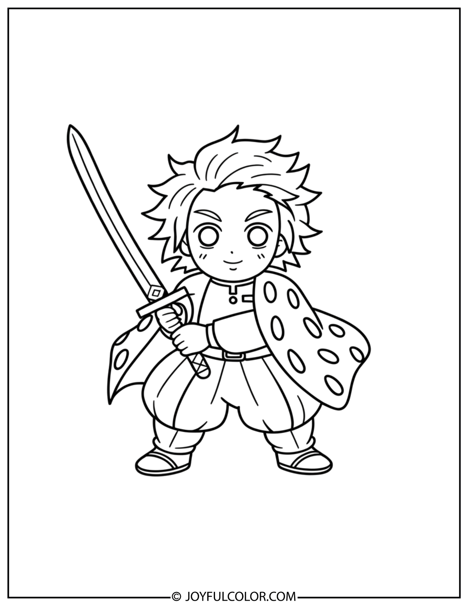 Brave Demon Slayer Hero Coloring Page
