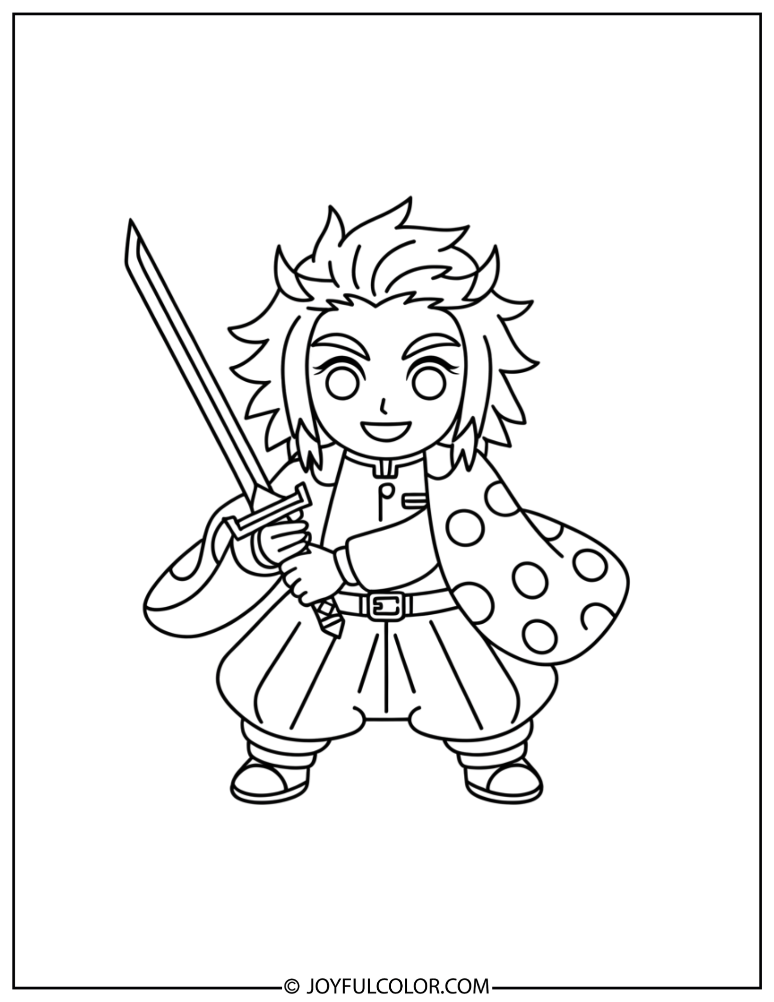 Brave Demon Slayer Hero Coloring Page