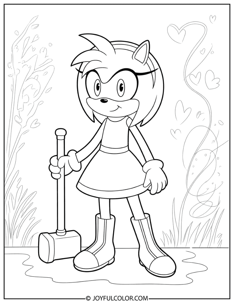 Detailed Amy Rose Coloring Page