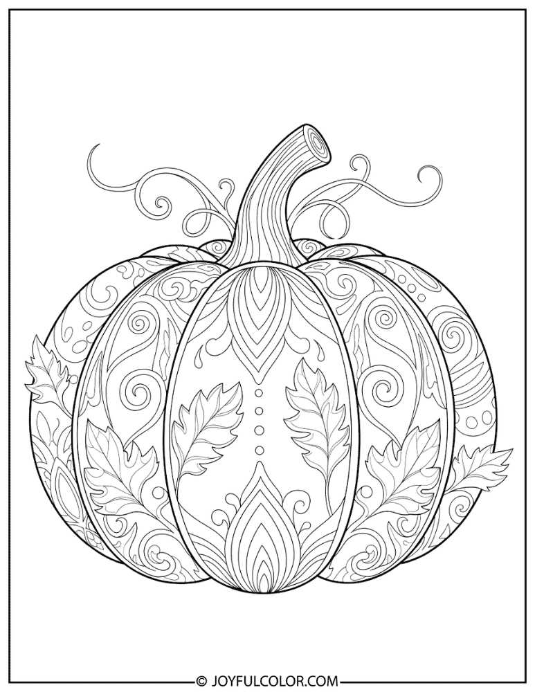 Detailed Classic Pumpkin Coloring Page
