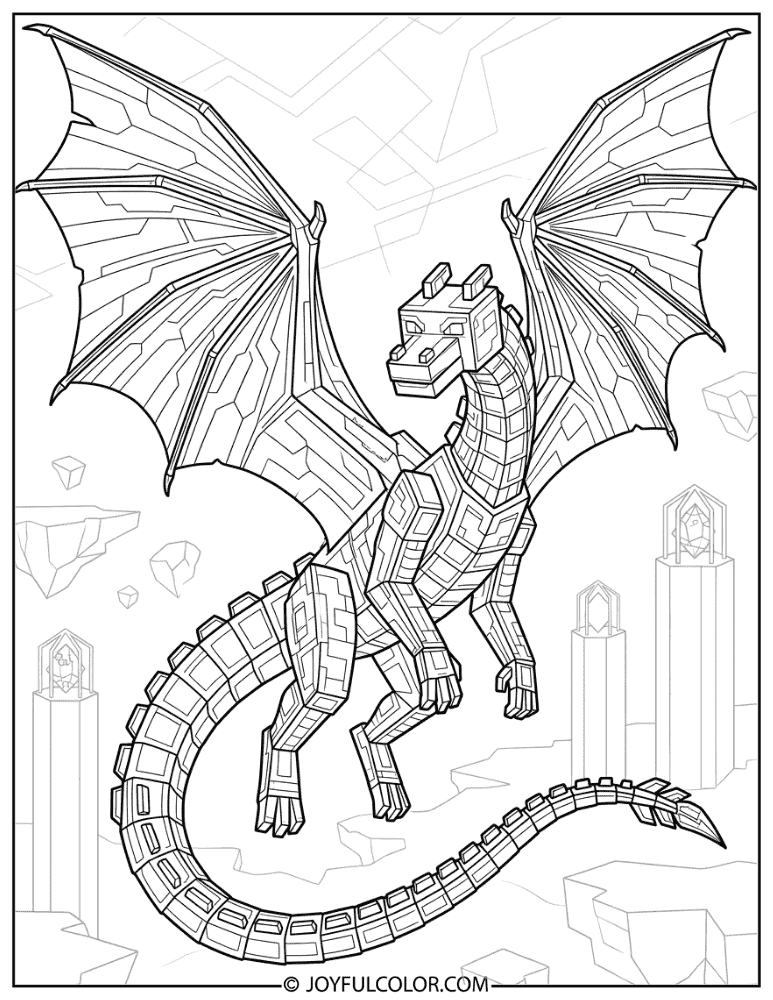 Detailed Ender Dragon Adult Coloring Page