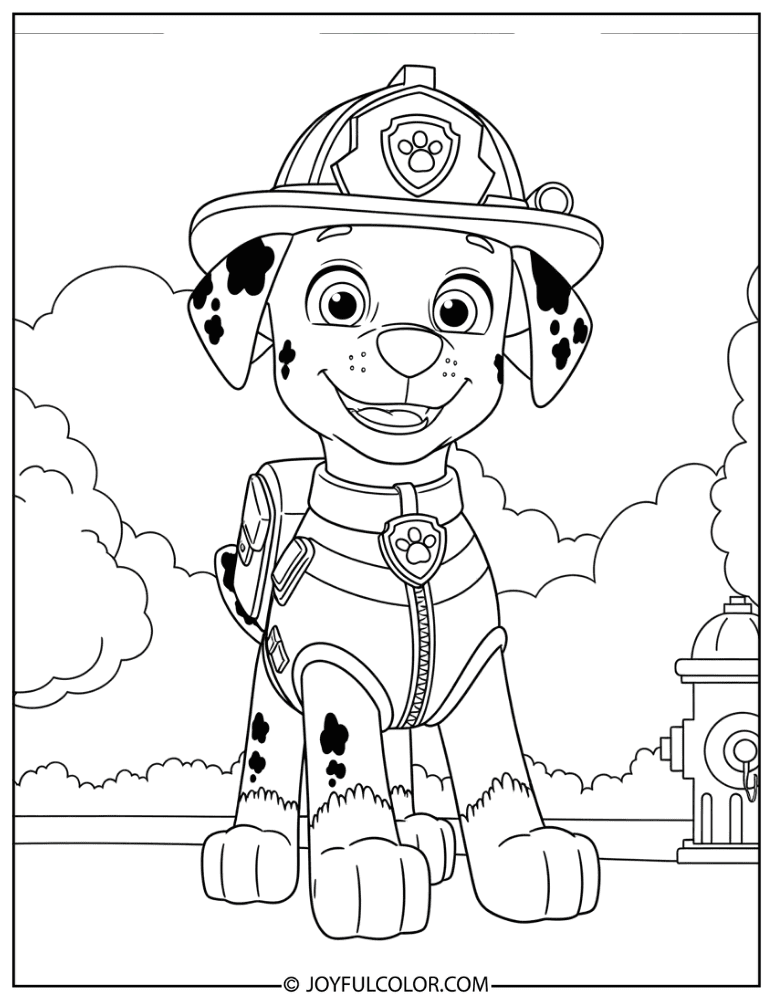 Detailed Firefighter Marshall Coloring Page