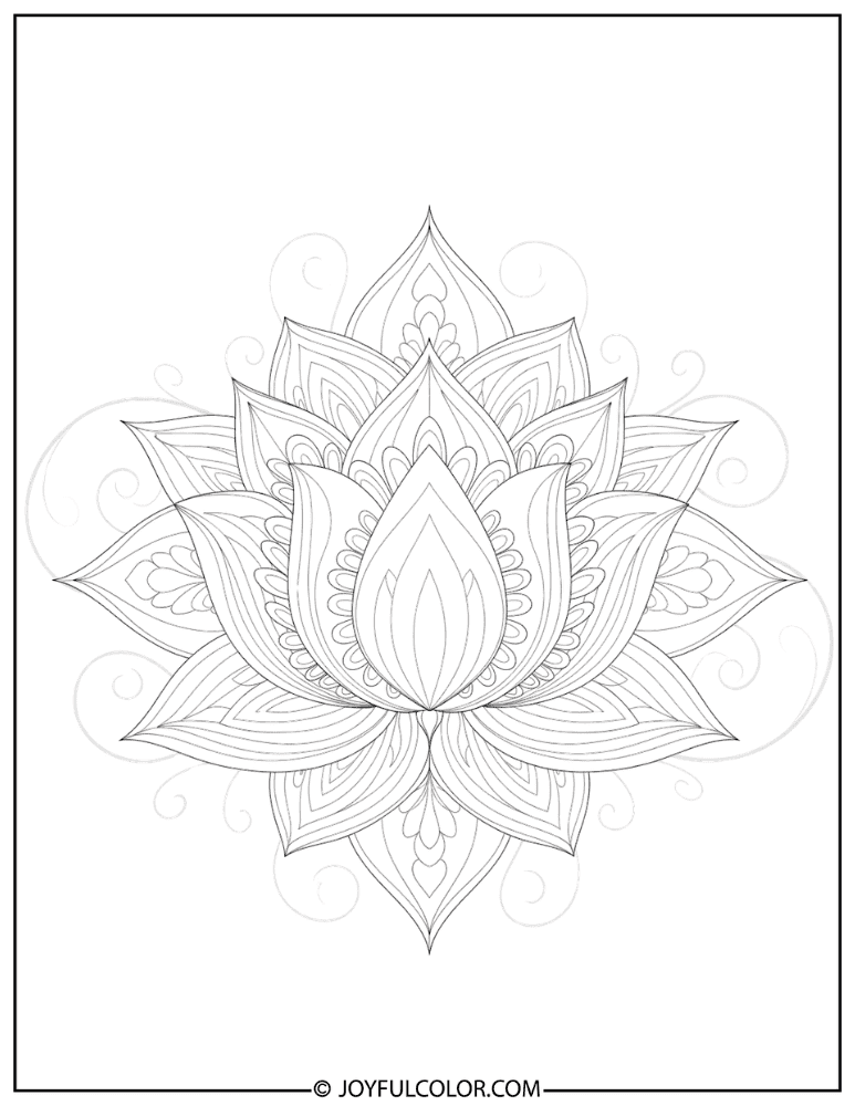 Detailed Floral Lotus Mandala Coloring Page