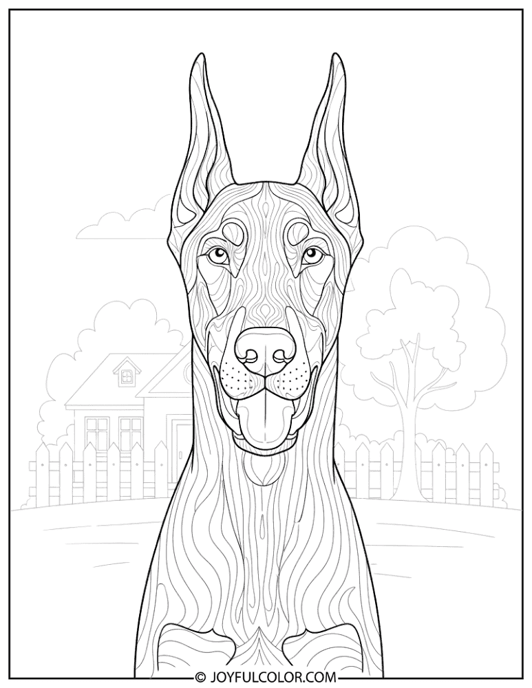 Detailed Fur Doberman Coloring Page