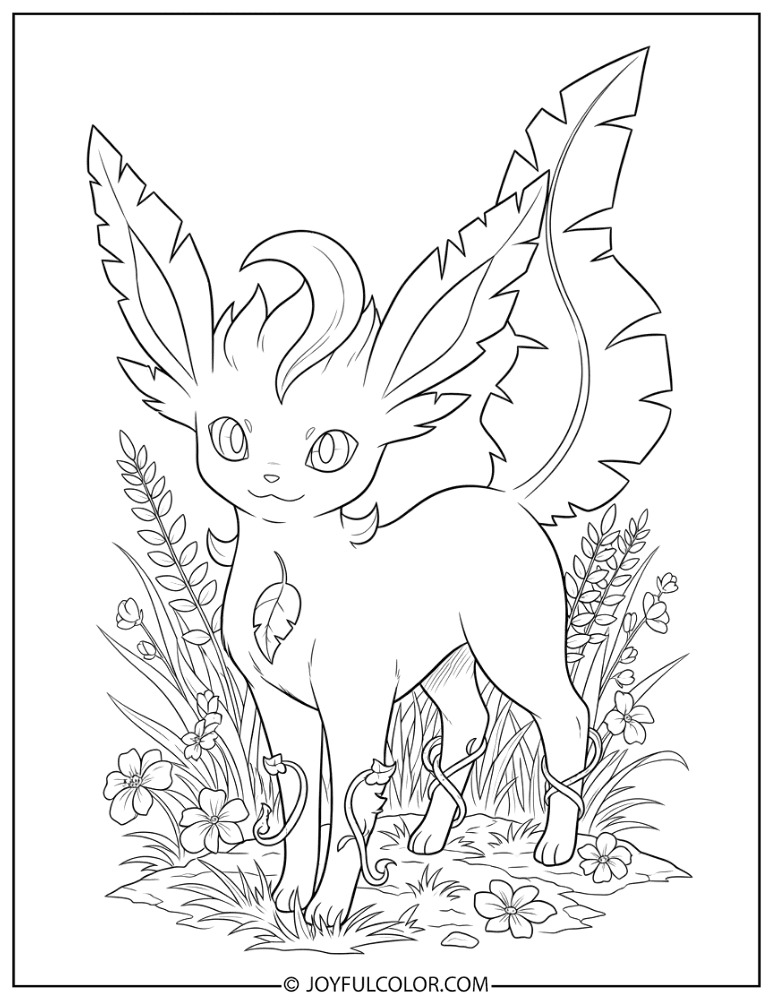 Detailed Leafeon Coloring Page