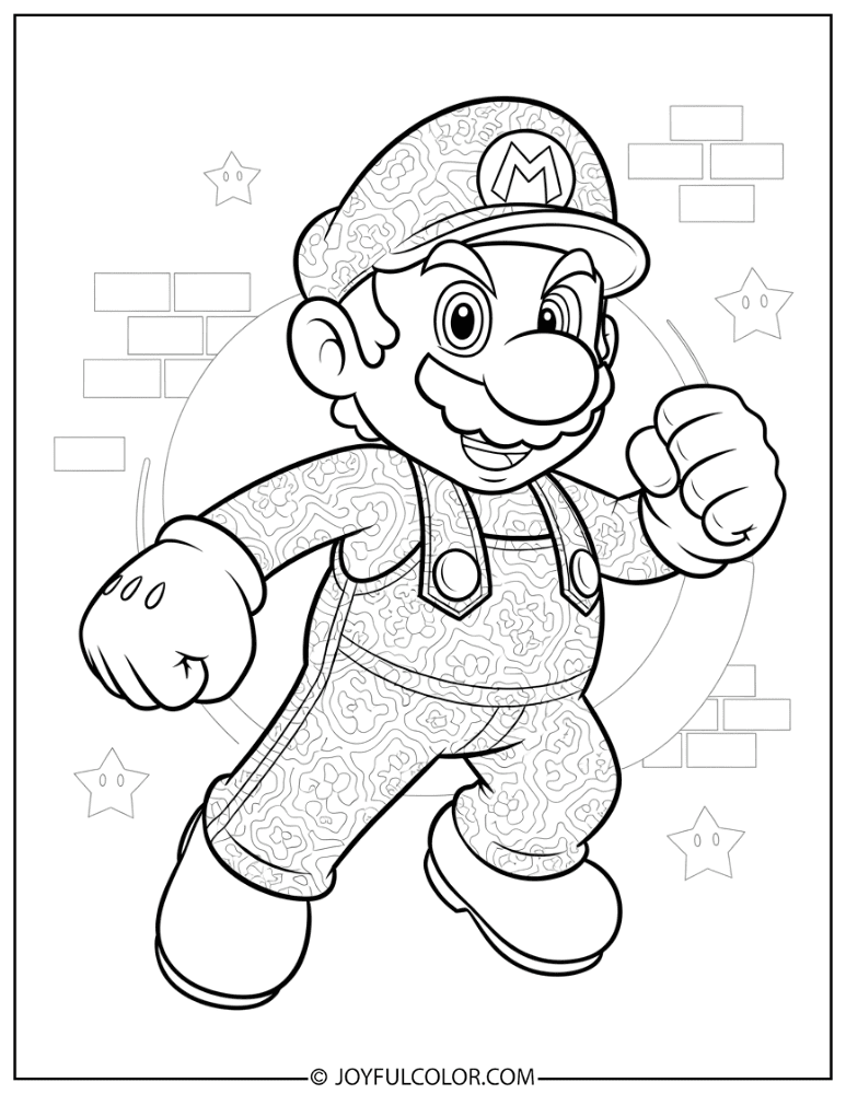Detailed Mario Coloring Page