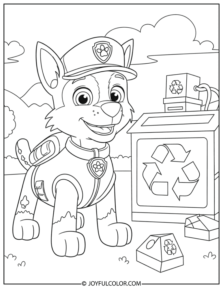 Detailed Rocky Recycling Scene Coloring Page