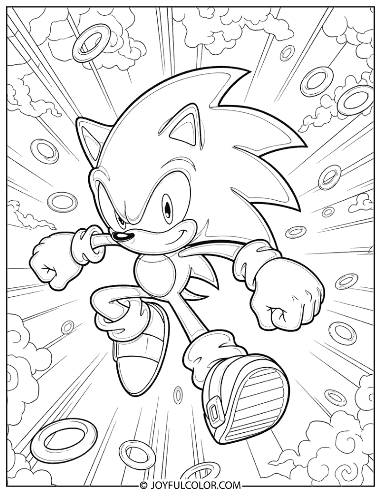 Detailed Sonic Coloring Page