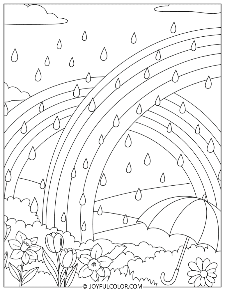 Double Rainbow Scene Coloring Page