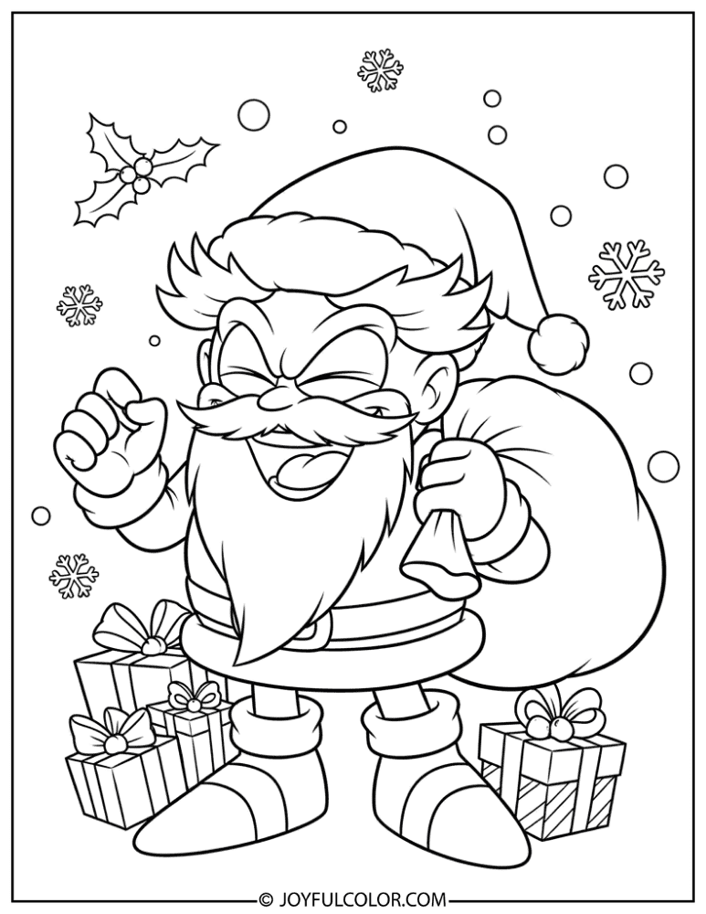 Dr Eggman Dressed as Evil Santa Coloring Page