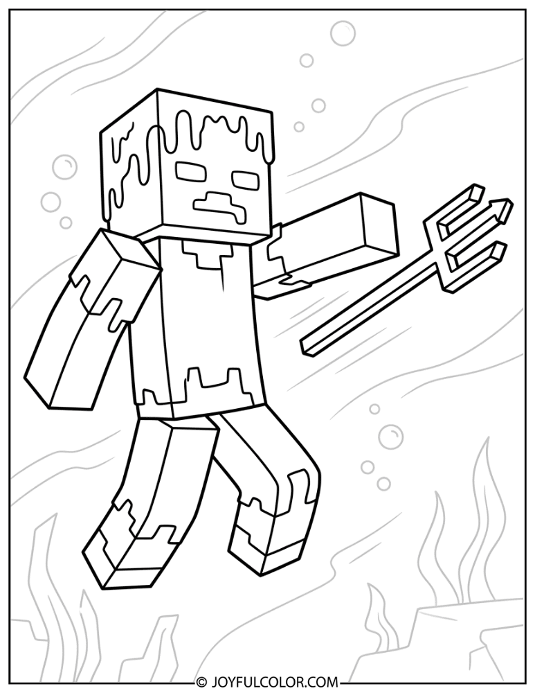 Drowned Throwing a Trident