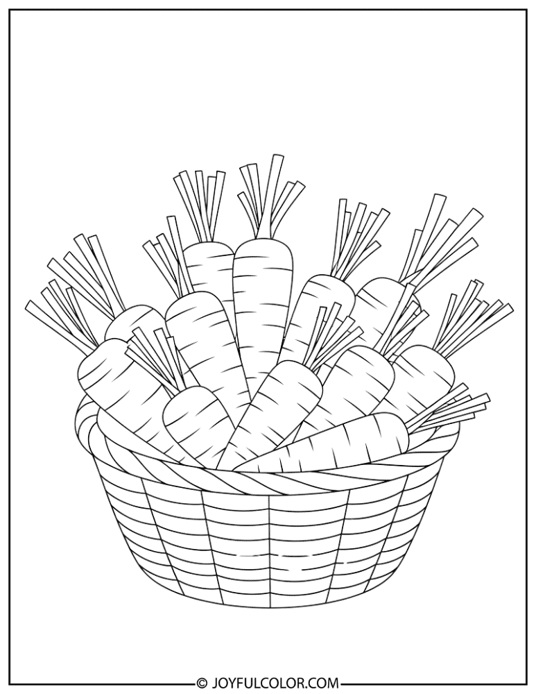 Easter Basket with Carrots Coloring Page