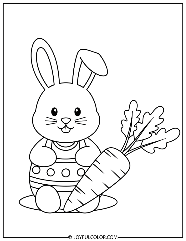 Easter Bunny with Carrot Coloring Page