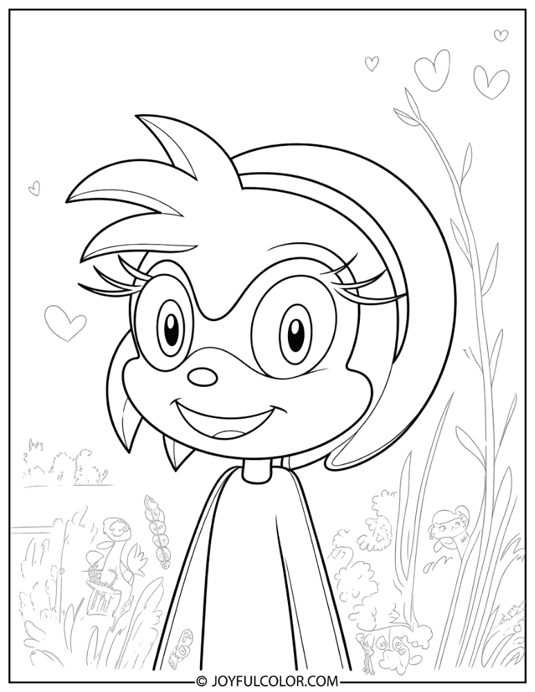 Easy Amy Rose Face Coloring Page