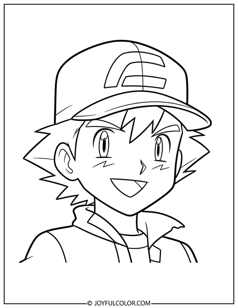 Easy Ash Face Coloring Page
