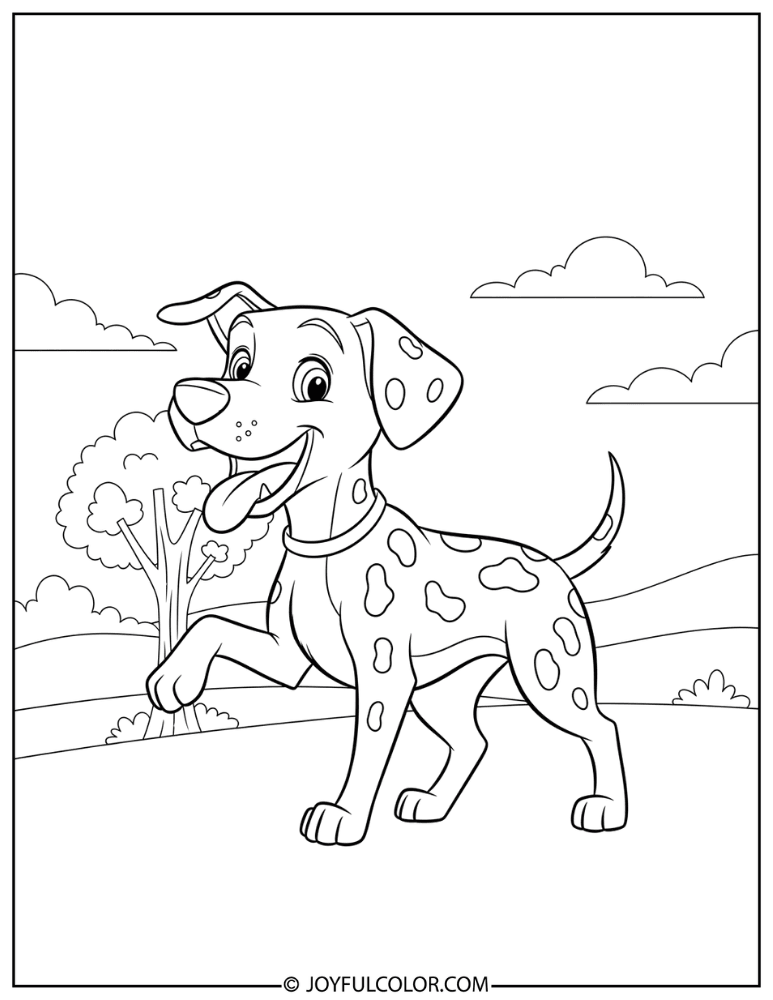 Easy Cartoon Dalmatian Coloring Page