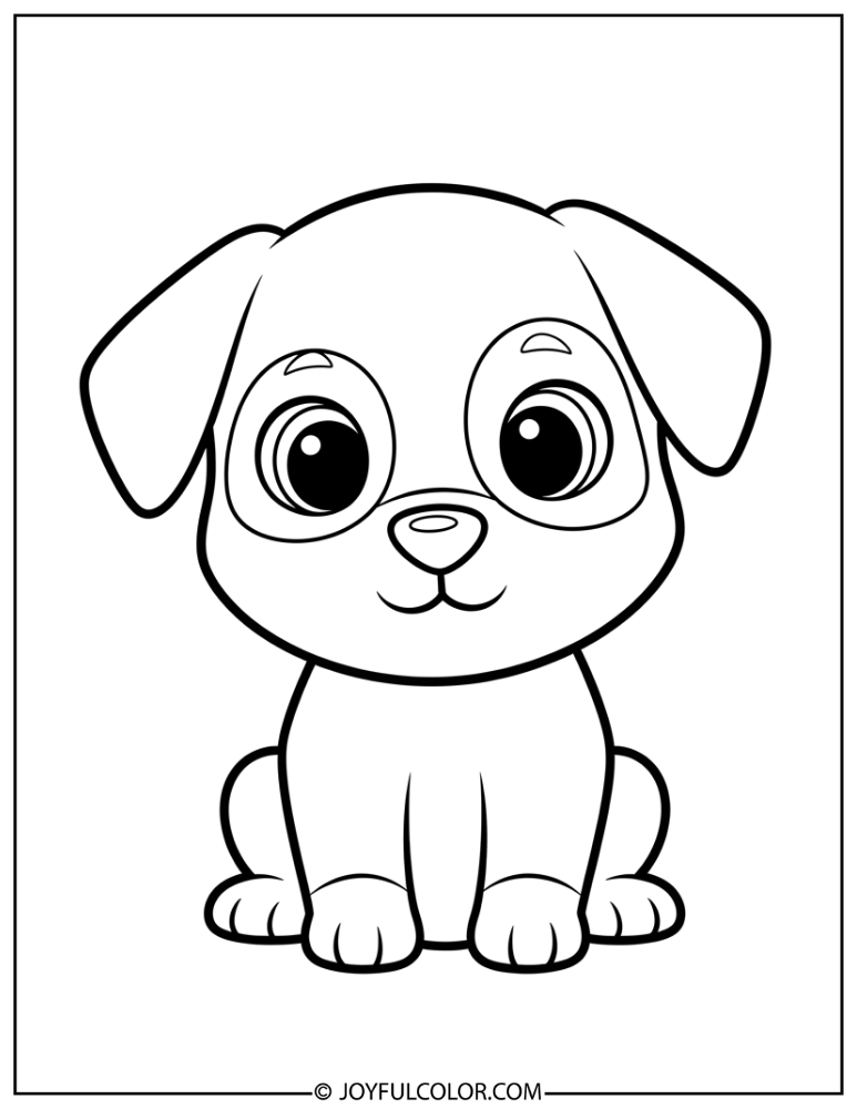 Easy Cartoon Puppy Coloring Page