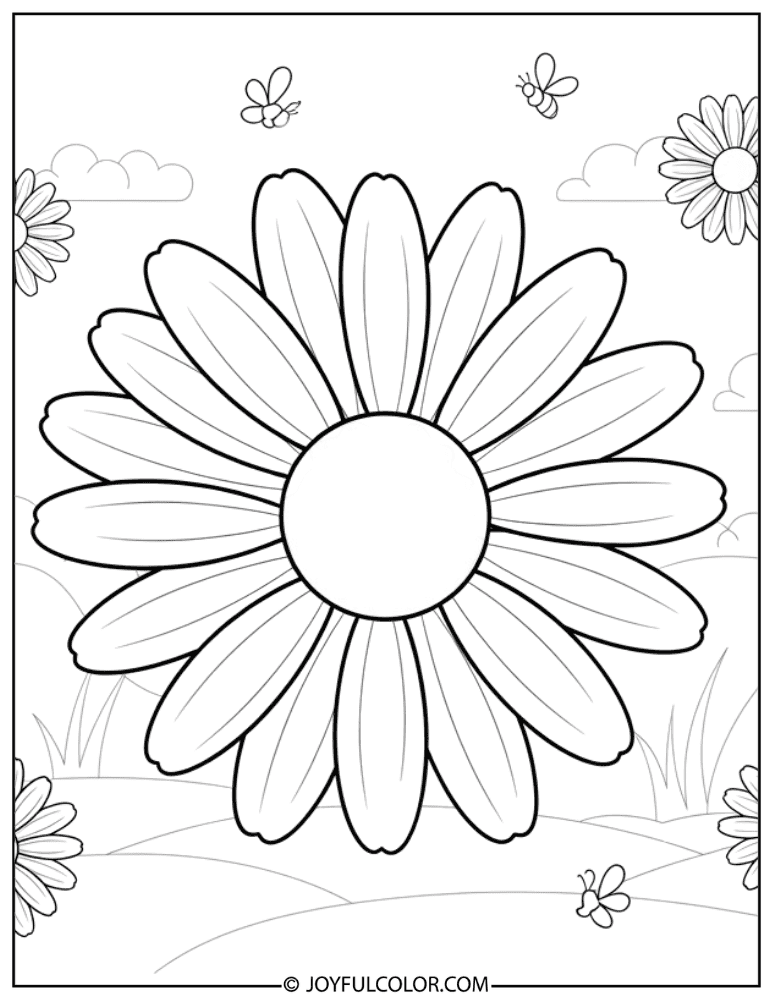 Easy Daisy Coloring Page
