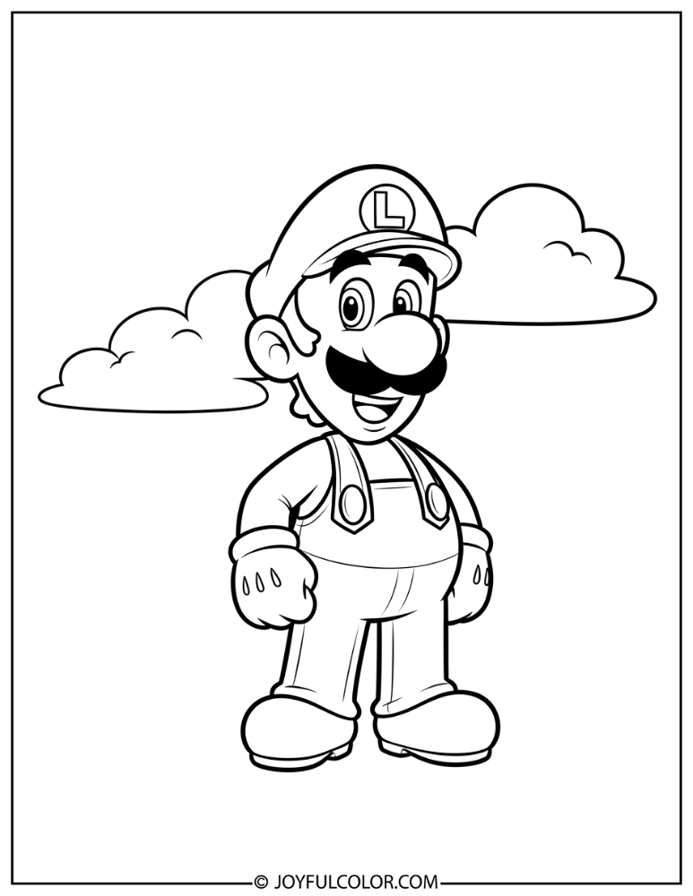 Easy Luigi Coloring Page