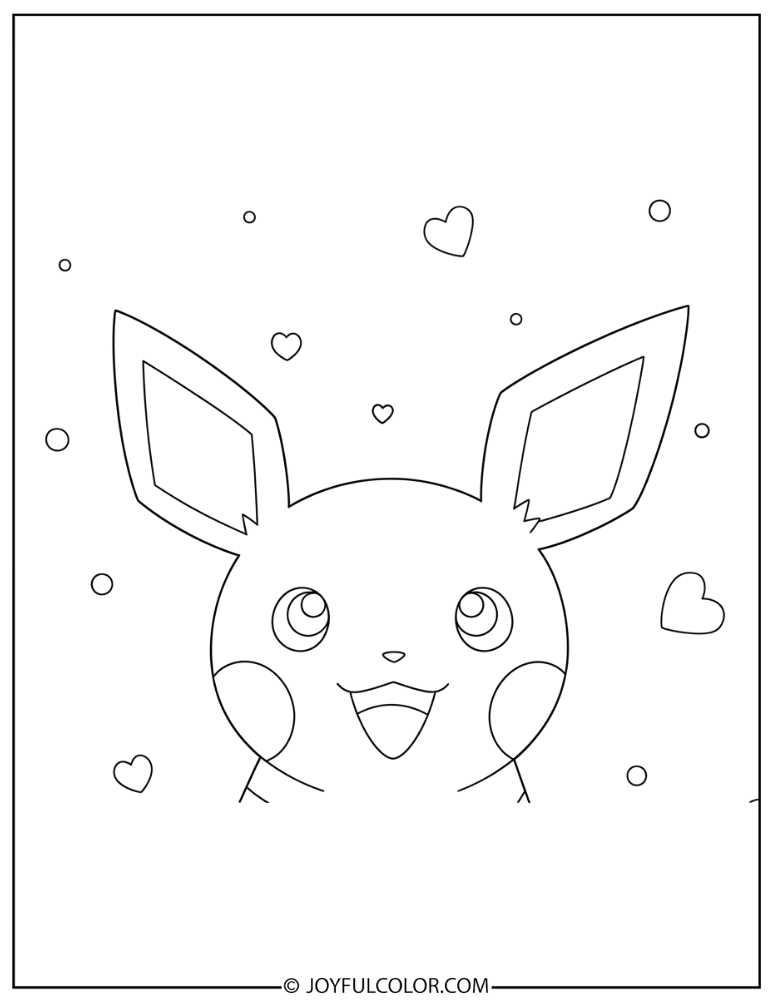 Easy Pichu Face Coloring Page