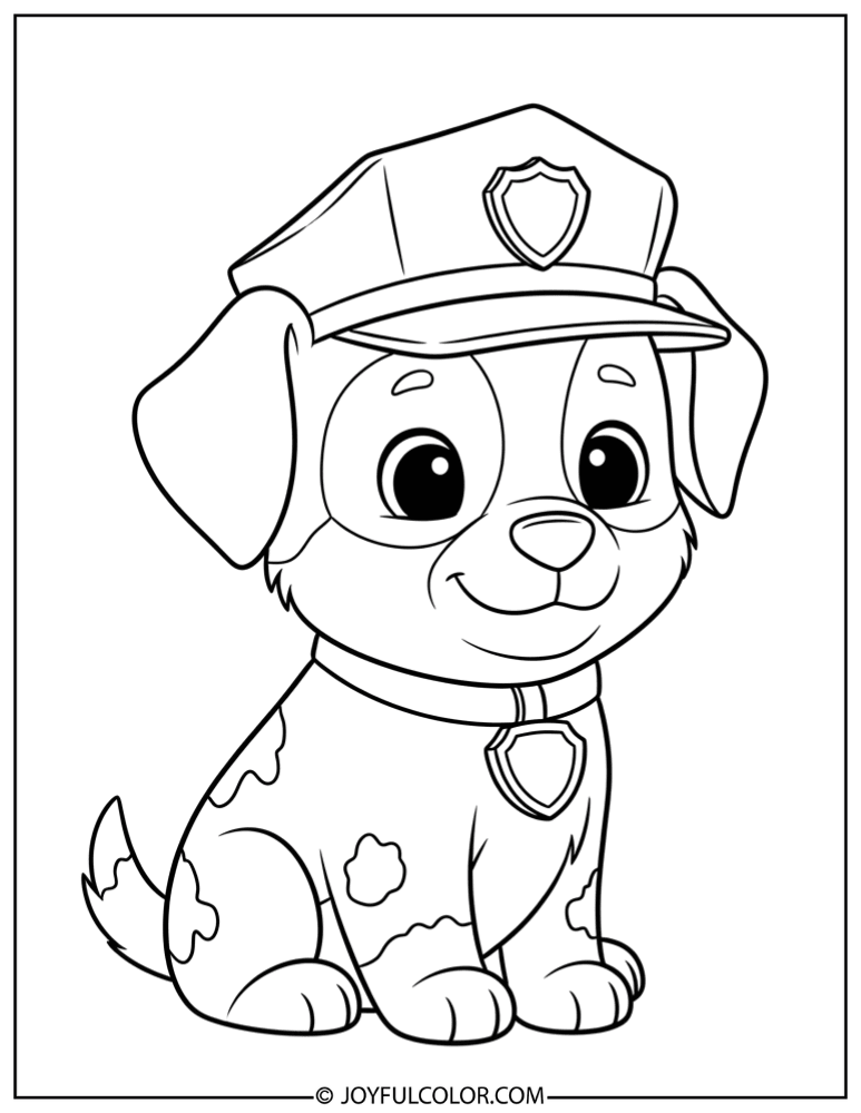 Easy Police Puppy Coloring Page