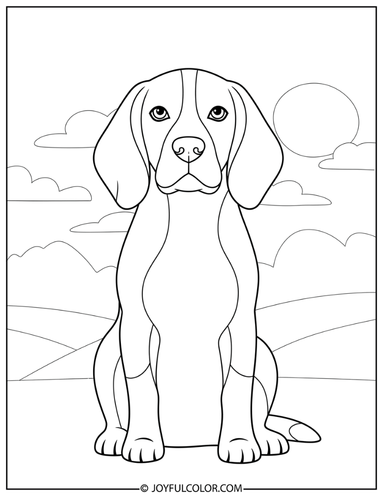 Easy Sitting Beagle Coloring Page