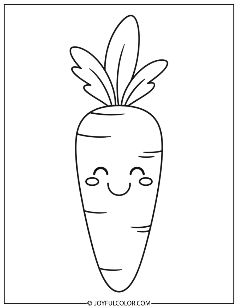 Easy Smiling Carrot Coloring Page