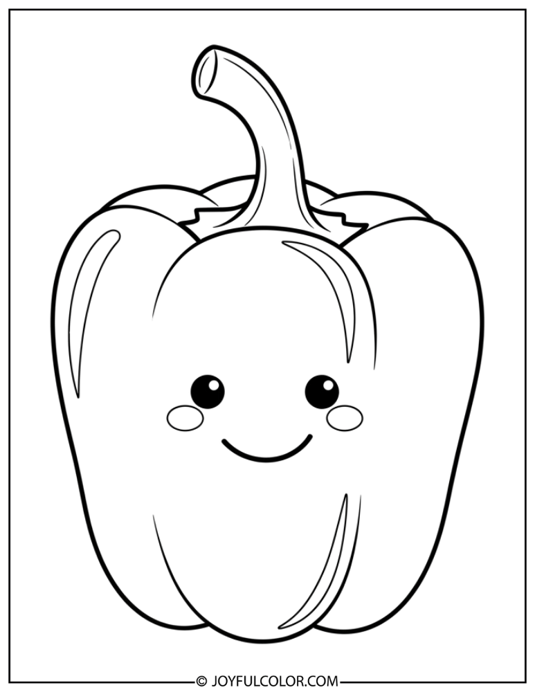 Easy Smiling Pepper Coloring Page