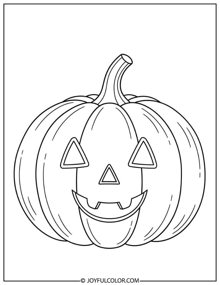 Easy Smiling Pumpkin Coloring Page
