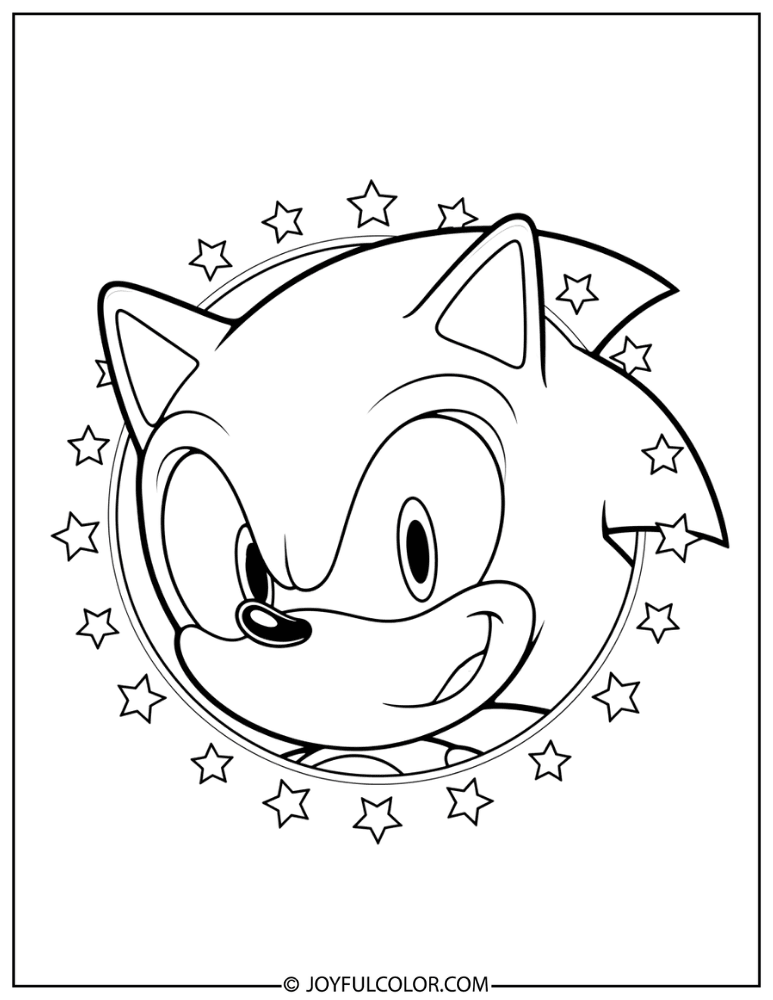 Easy Sonic Face Coloring Page