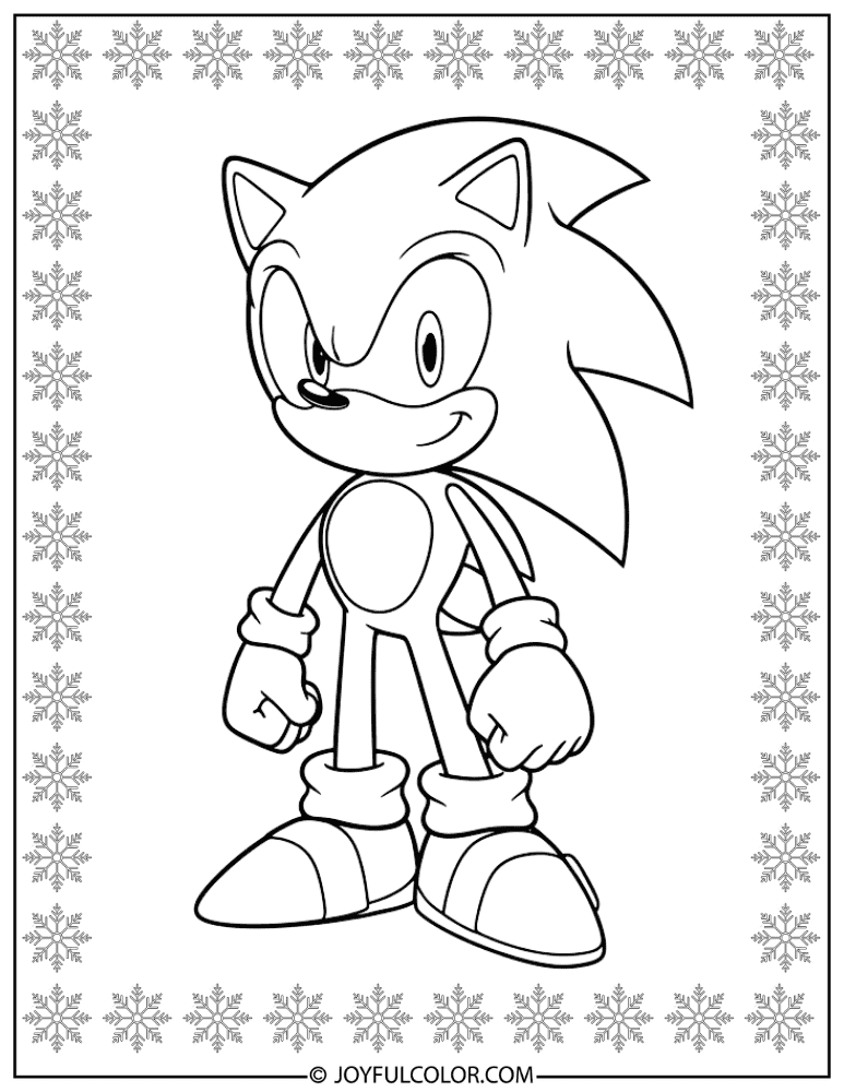 Easy Sonic Snowflake Border Coloring Page