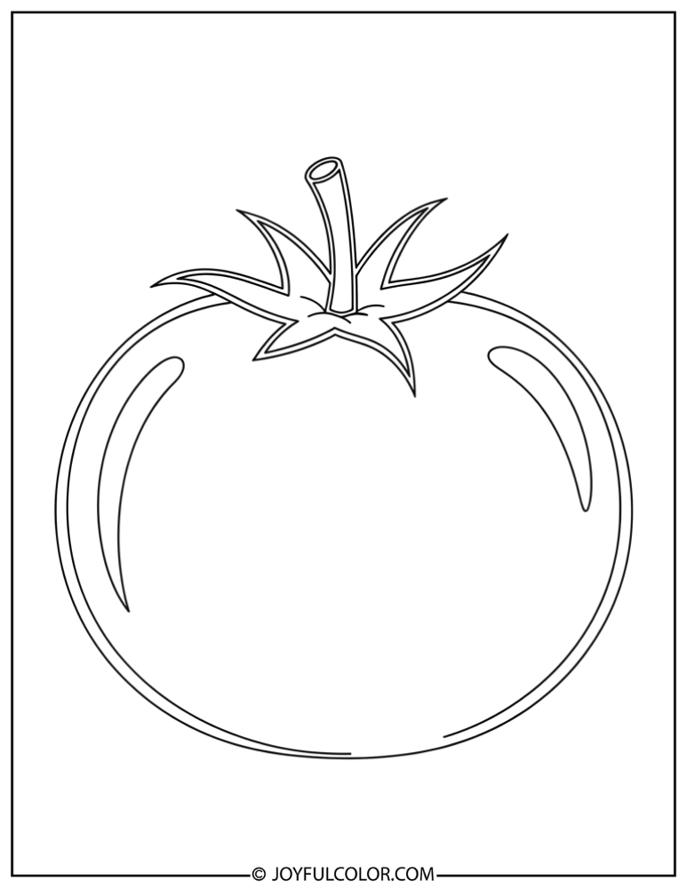 Easy Tomato Coloring Page