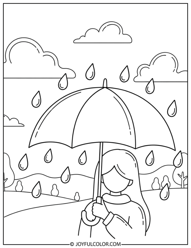 Easy Umbrella Coloring Page