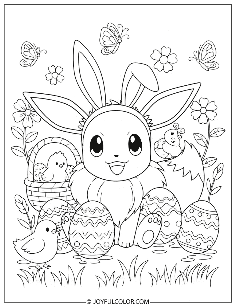 Eevee Easter Coloring Page