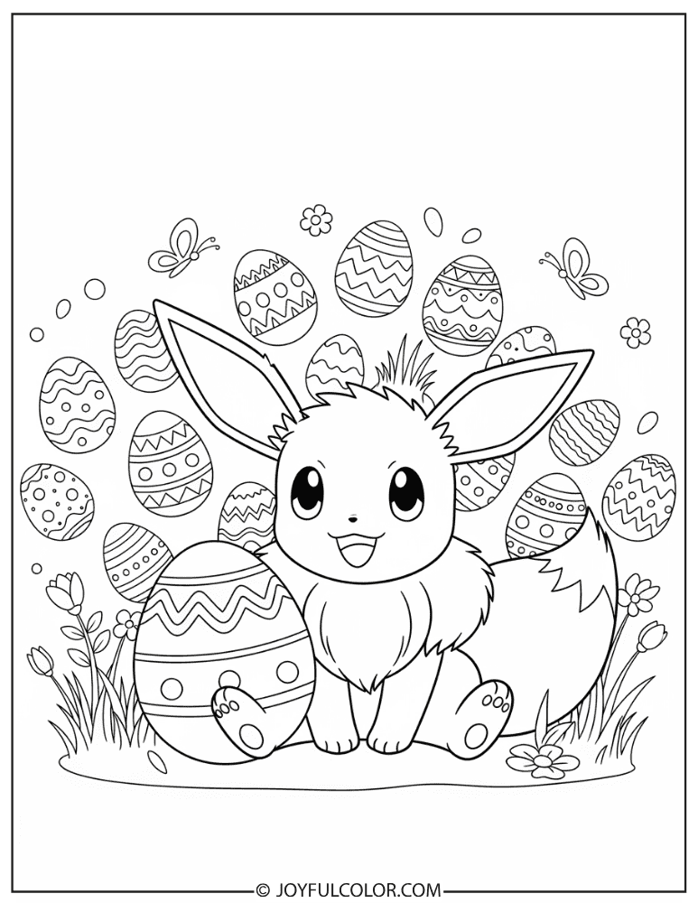Eevee Easter Egg Coloring Page