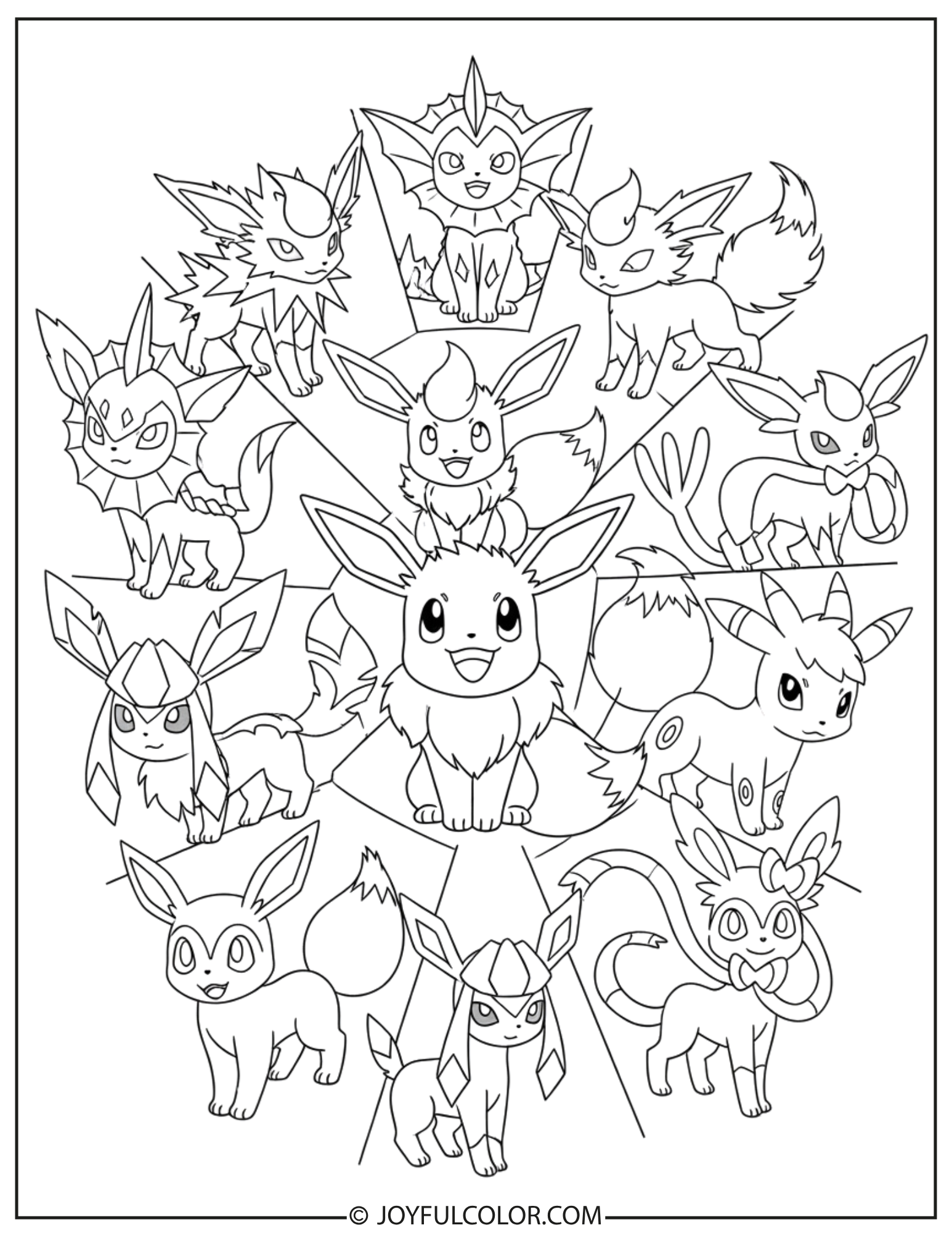 Eevee Evolutions Coloring Page