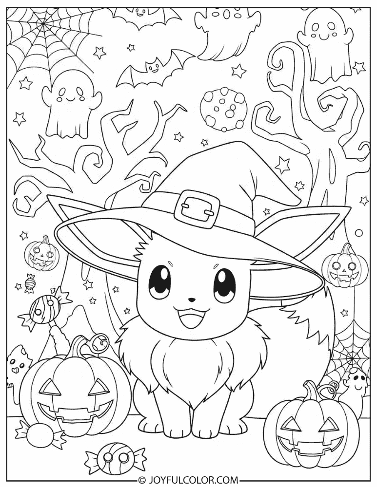 Eevee Witch Coloring Page