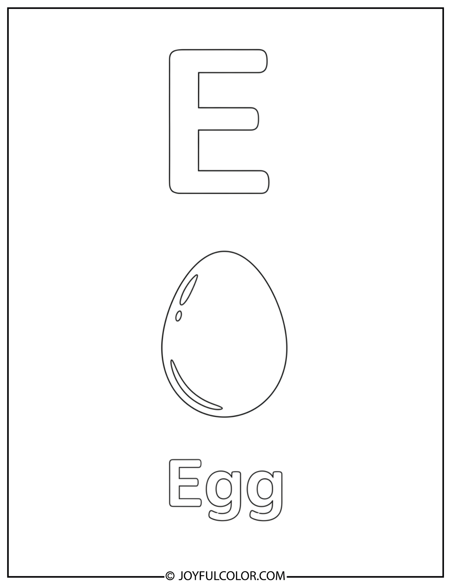 Baby Elephant and Egg Coloring Sheet