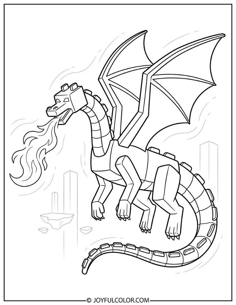 Ender Dragon Dragons Breath Attack Coloring Page