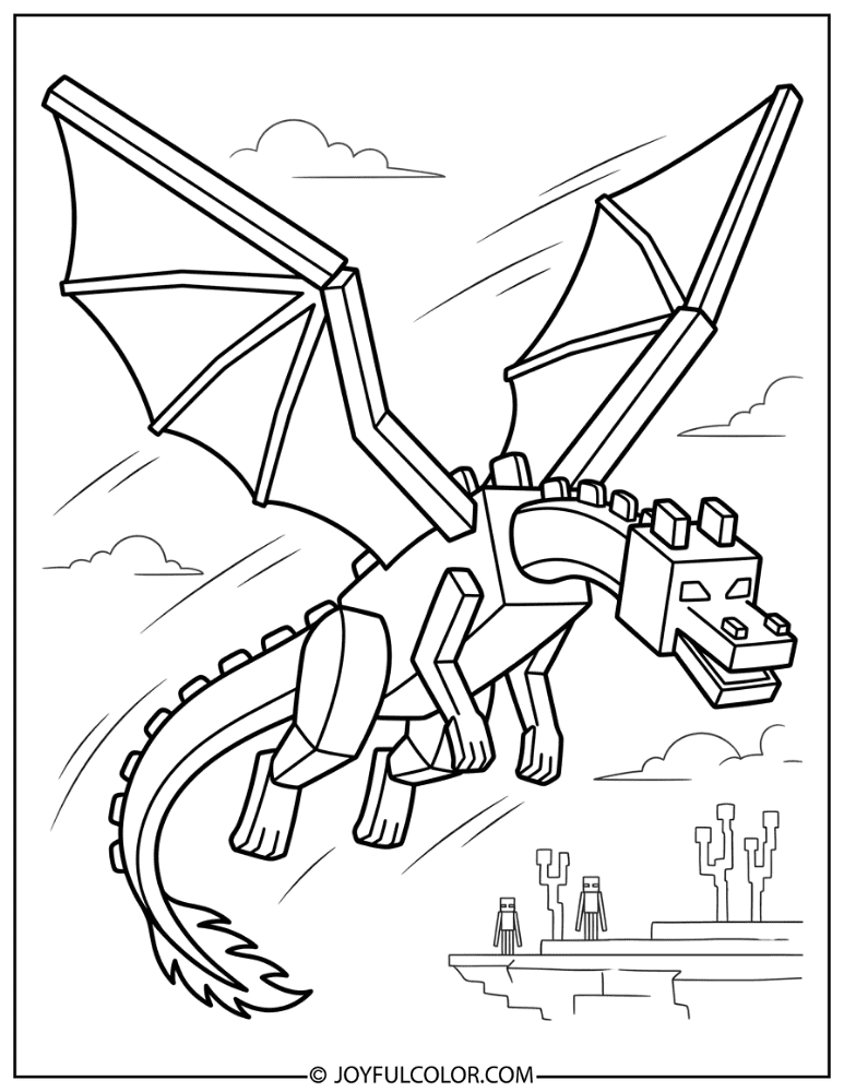 Ender Dragon Flying Coloring Page