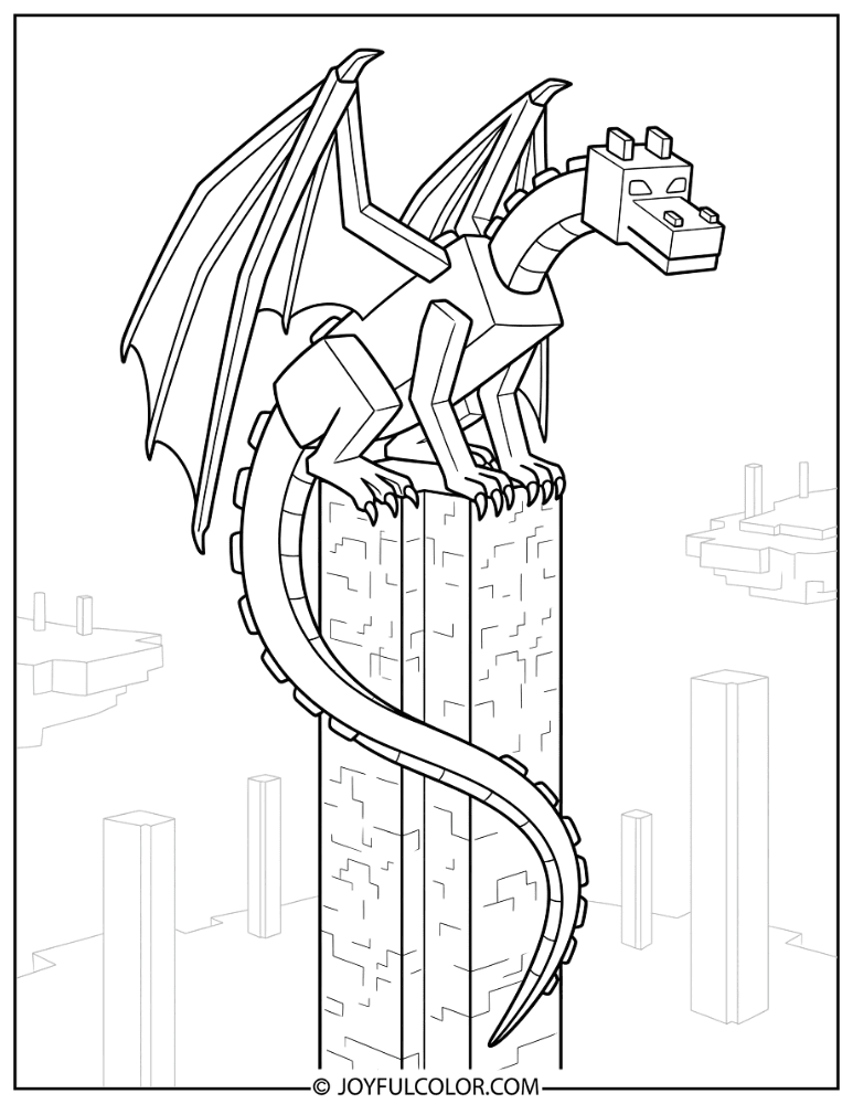 Ender Dragon Perching Coloring Page