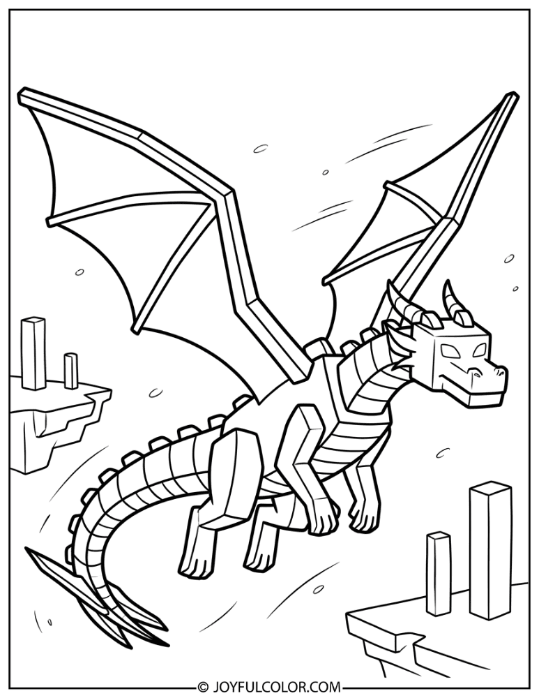 Ender Dragon Soaring Coloring Page