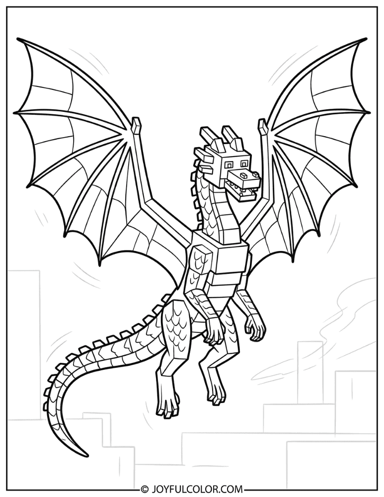 Ender Dragon Wings Spread Coloring Page