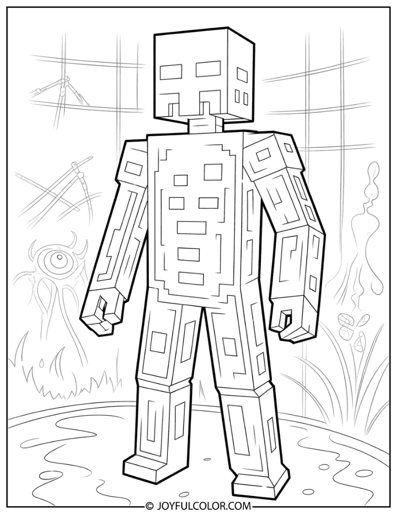 Enderman Geometric Art Coloring Page