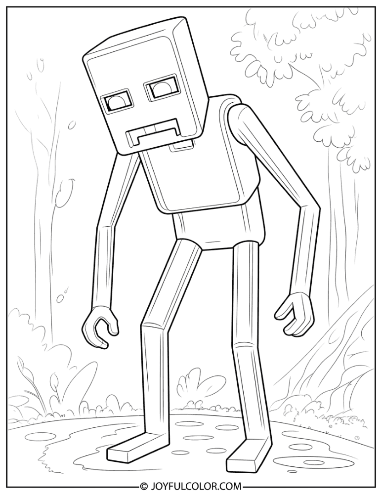 Enderman Looking Down at Player Coloring Page