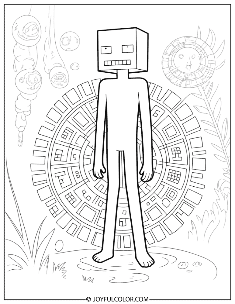 Enderman Mandala Pattern Coloring Page