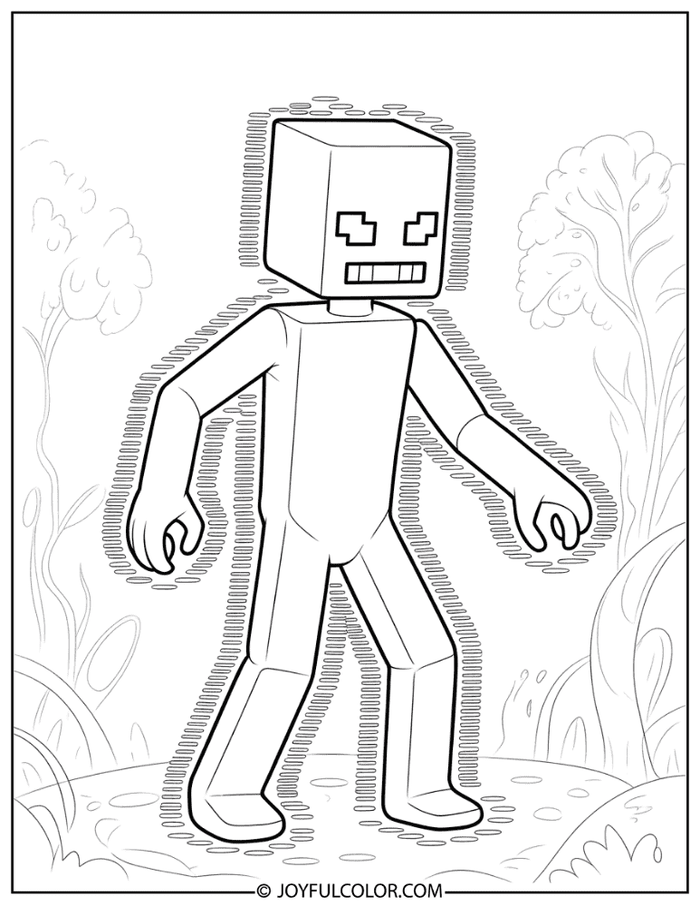 Enderman Screaming and Shaking Coloring Page
