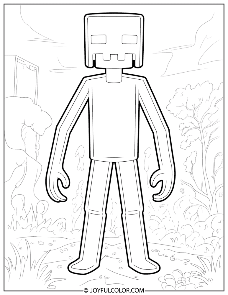 Enderman Silhouette Coloring Page